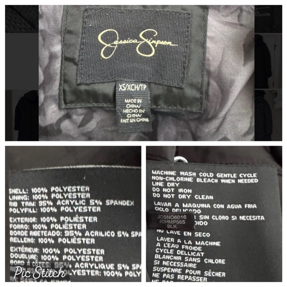 JESSICA SIMPSON Women's XS Hooded Puffer Long Black Zip-Up Jacket Winter Coat - Picture 3 of 14